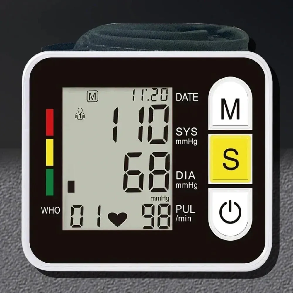 Digital Wrist Blood Pressure Monitor with Heart Rate Pulse Meter, Portable LCD Screen Sphygmomanometer