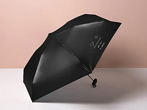 Dodolly Mini Sun Umbrella Folding Travel Umbrella Sunshade Sun Protection UV Protection, Black