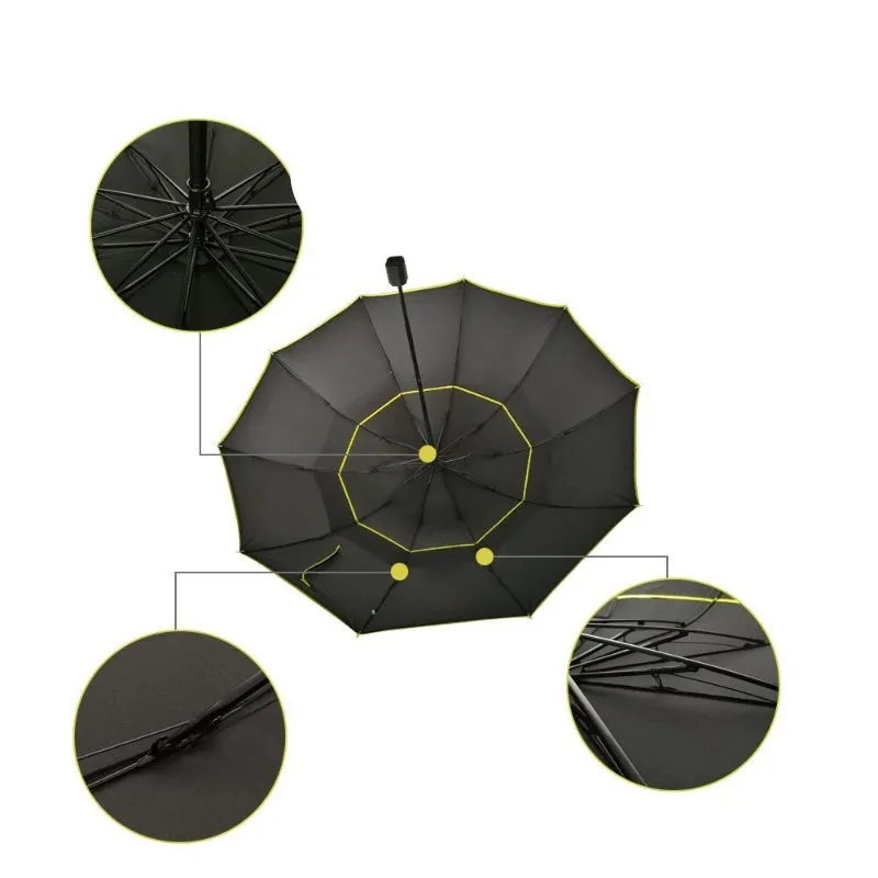 Double Layer Windproof Large 3 Folding Travel Outdoor Umbrellas