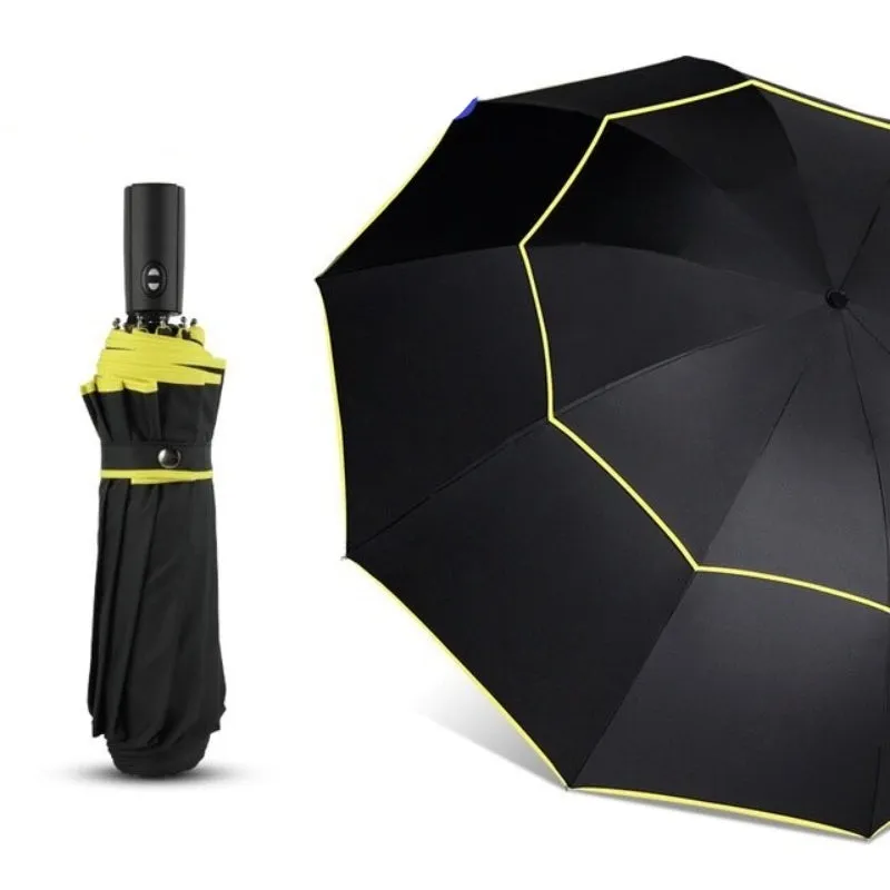 Double Layer Windproof Large 3 Folding Travel Outdoor Umbrellas