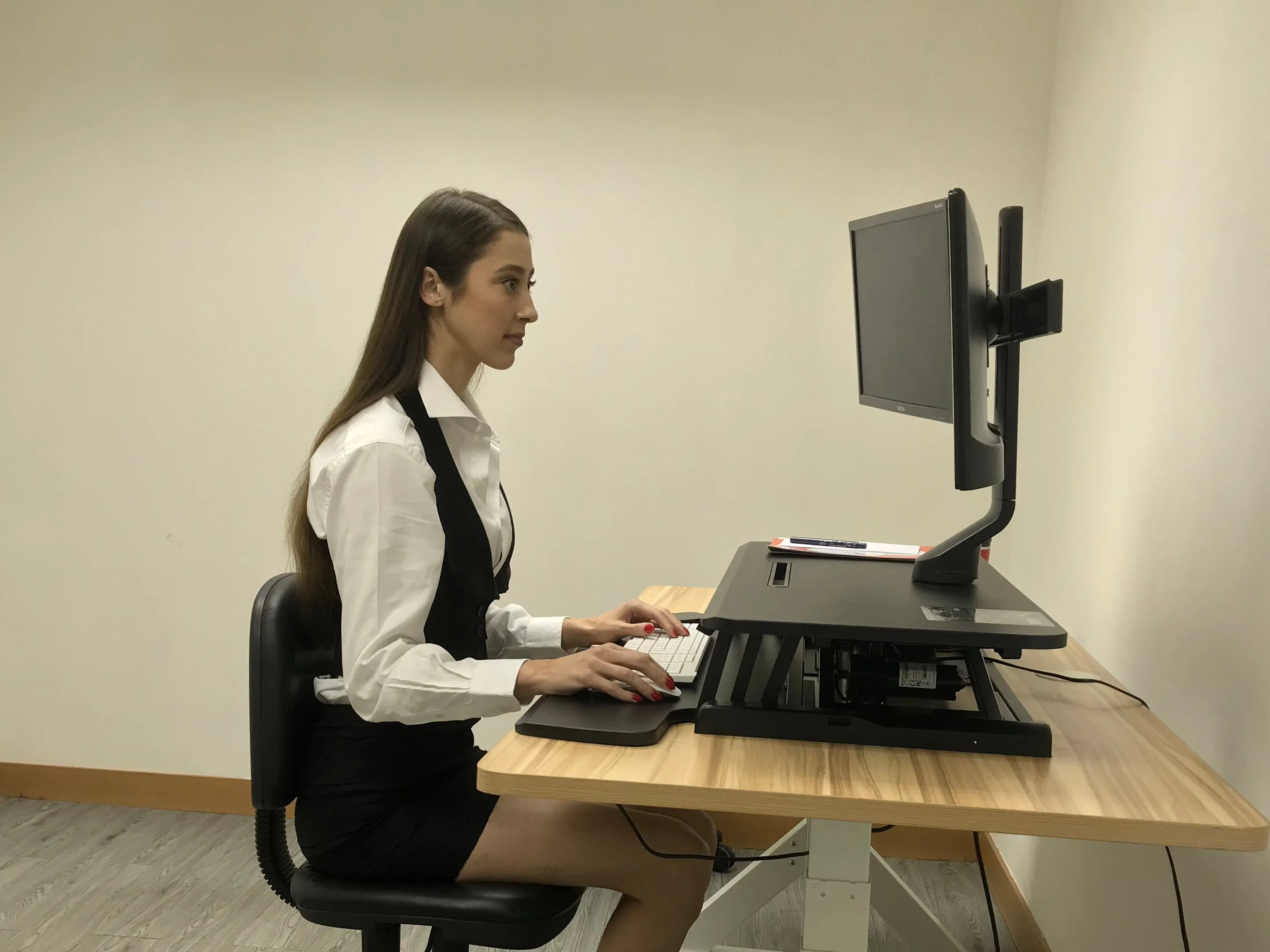 Dual 17" - 27" VESA Height Adjustable Screen Monitor Mount for Standing Desk Converter - Black