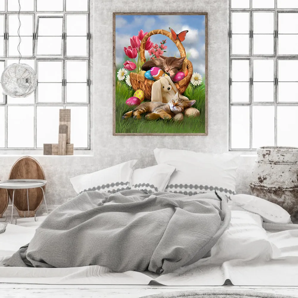 Easter Egg Kitty - Full Round Drill Diamond Painting 30*40CM