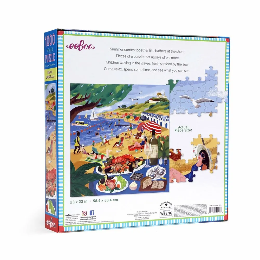 EeBoo 1000 piece puzzle- Beach Umbrella