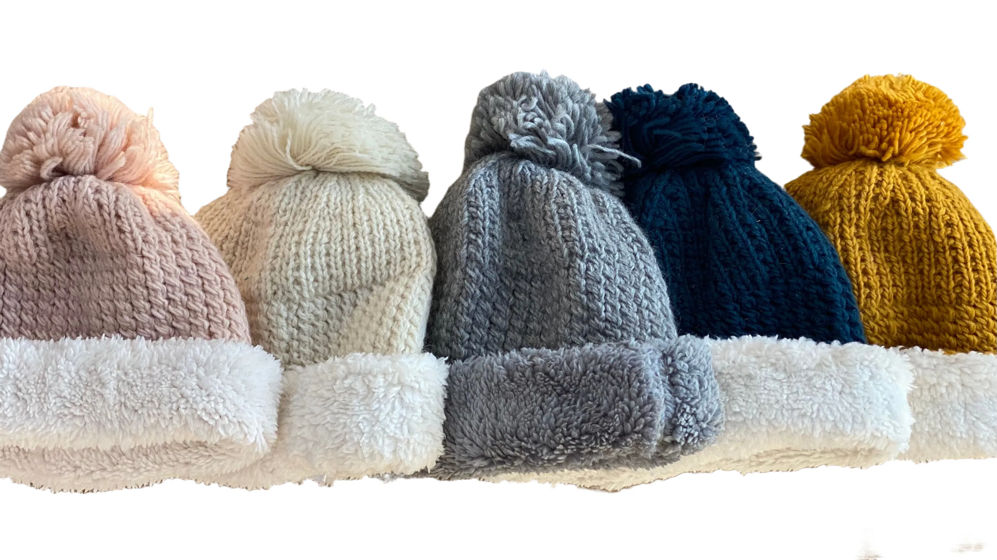 ethik merino wool || pom pom beanie with "sherpa lining"