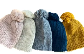 ethik merino wool || pom pom beanie with "sherpa lining"