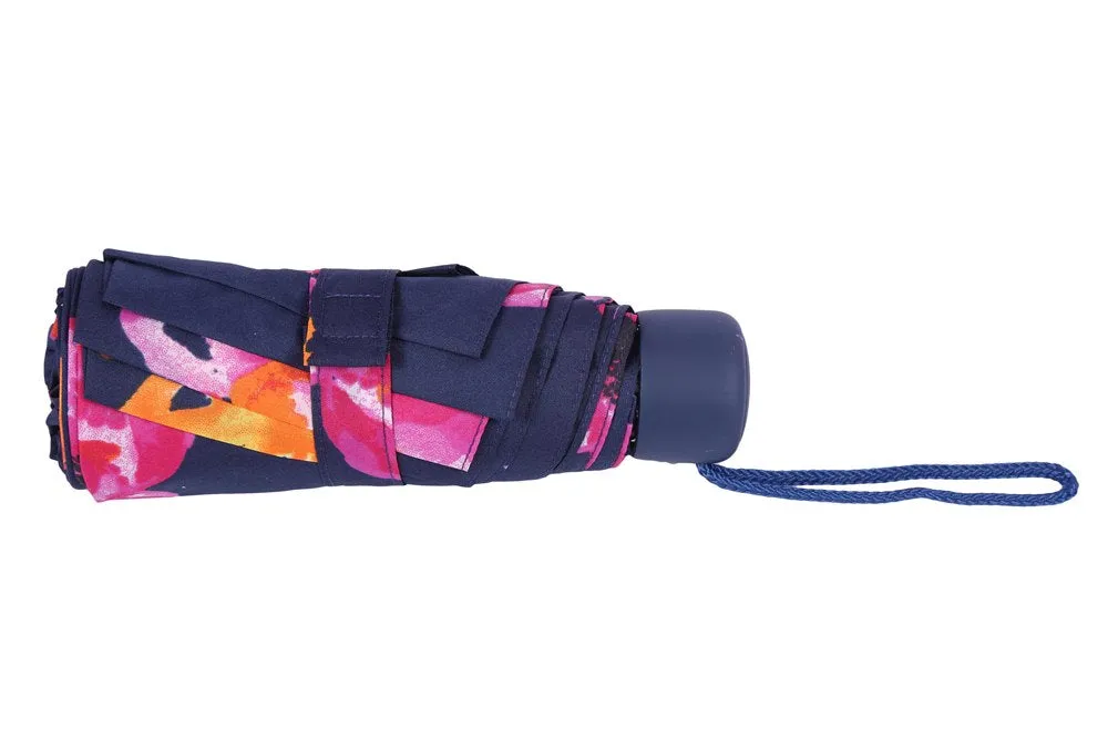 FabSeasons 5 fold Floral Digital Printed Small Compact Manual Navy Umbrella