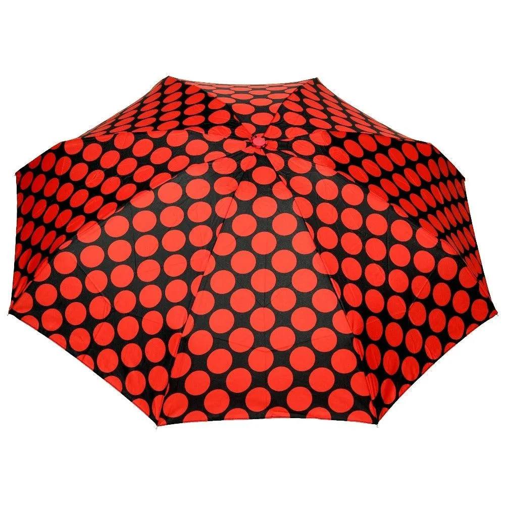 FabSeasons 5 fold Red Circle Printed Small Compact Manual Umbrella