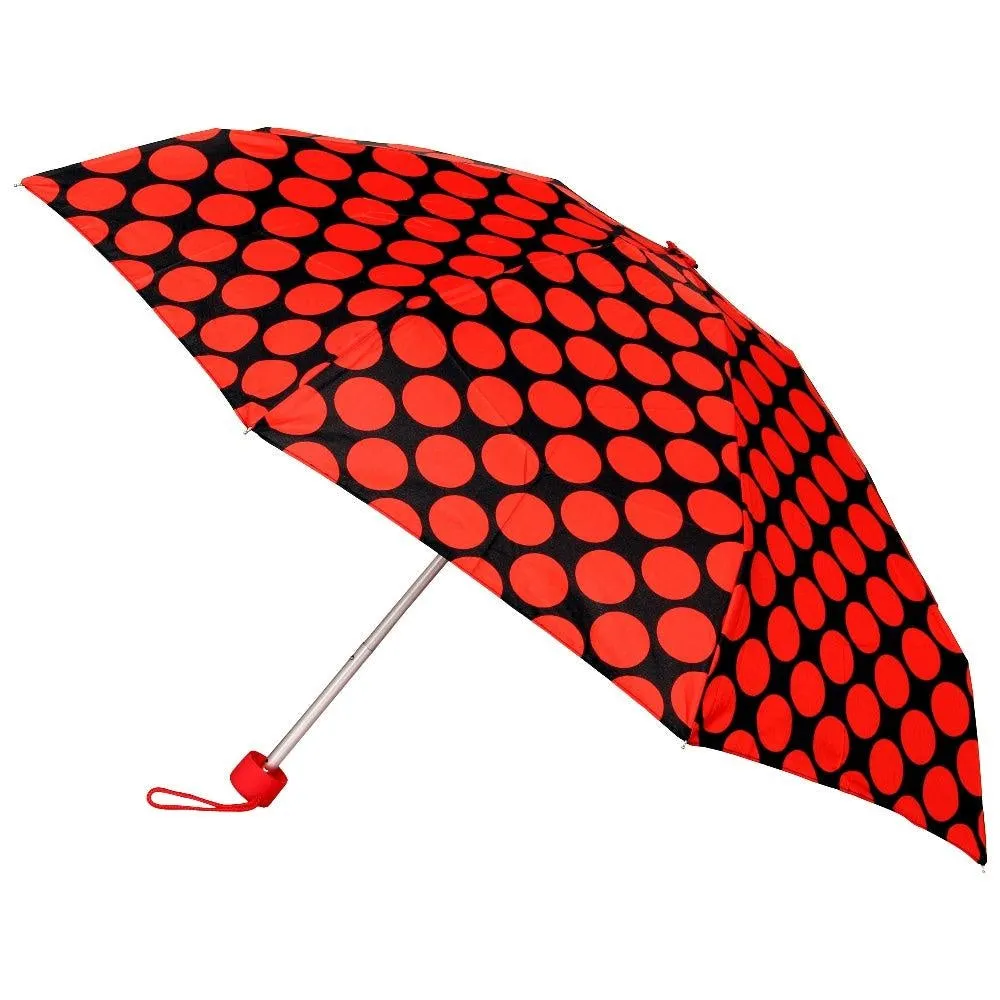 FabSeasons 5 fold Red Circle Printed Small Compact Manual Umbrella