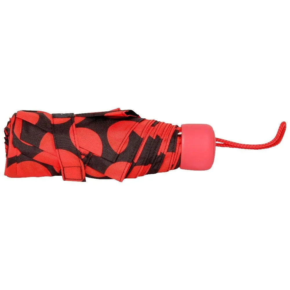 FabSeasons 5 fold Red Circle Printed Small Compact Manual Umbrella