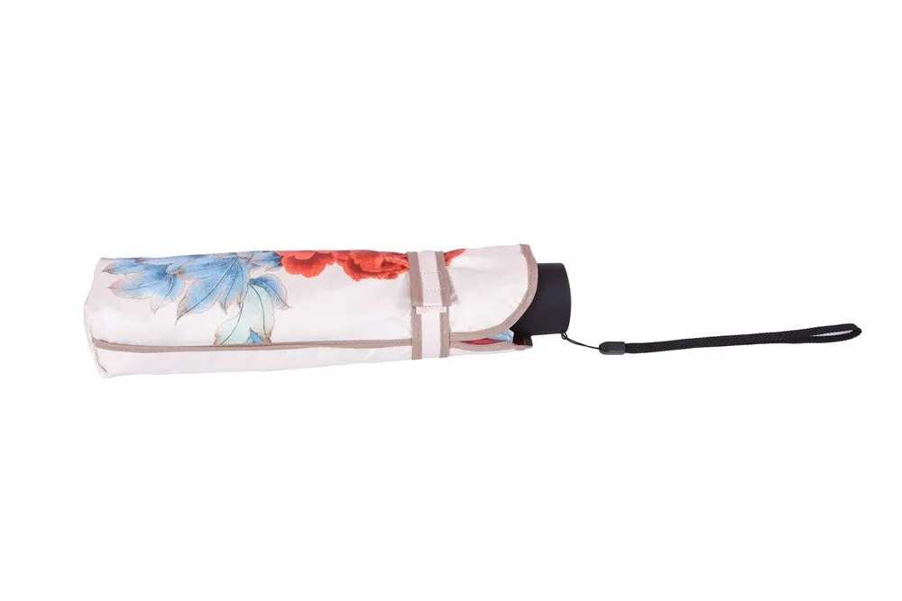 FabSeasons Beige Floral Digital Printed 3 Fold Fancy Manual Umbrella