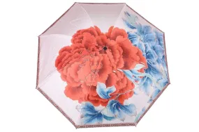 FabSeasons Beige Floral Digital Printed 3 Fold Fancy Manual Umbrella