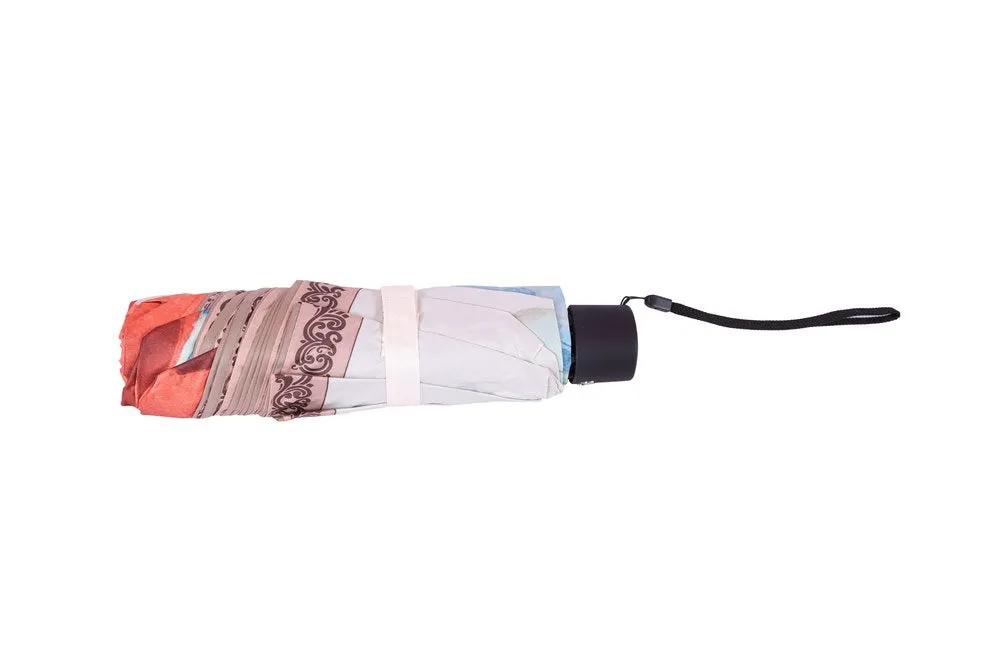 FabSeasons Beige Floral Digital Printed 3 Fold Fancy Manual Umbrella
