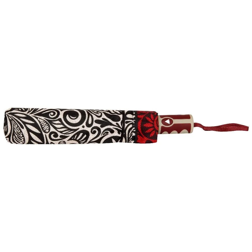 FabSeasons Beige Symmeteric Print 3 fold Umbrella