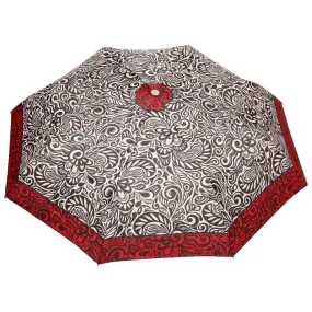 FabSeasons Beige Symmeteric Print 3 fold Umbrella