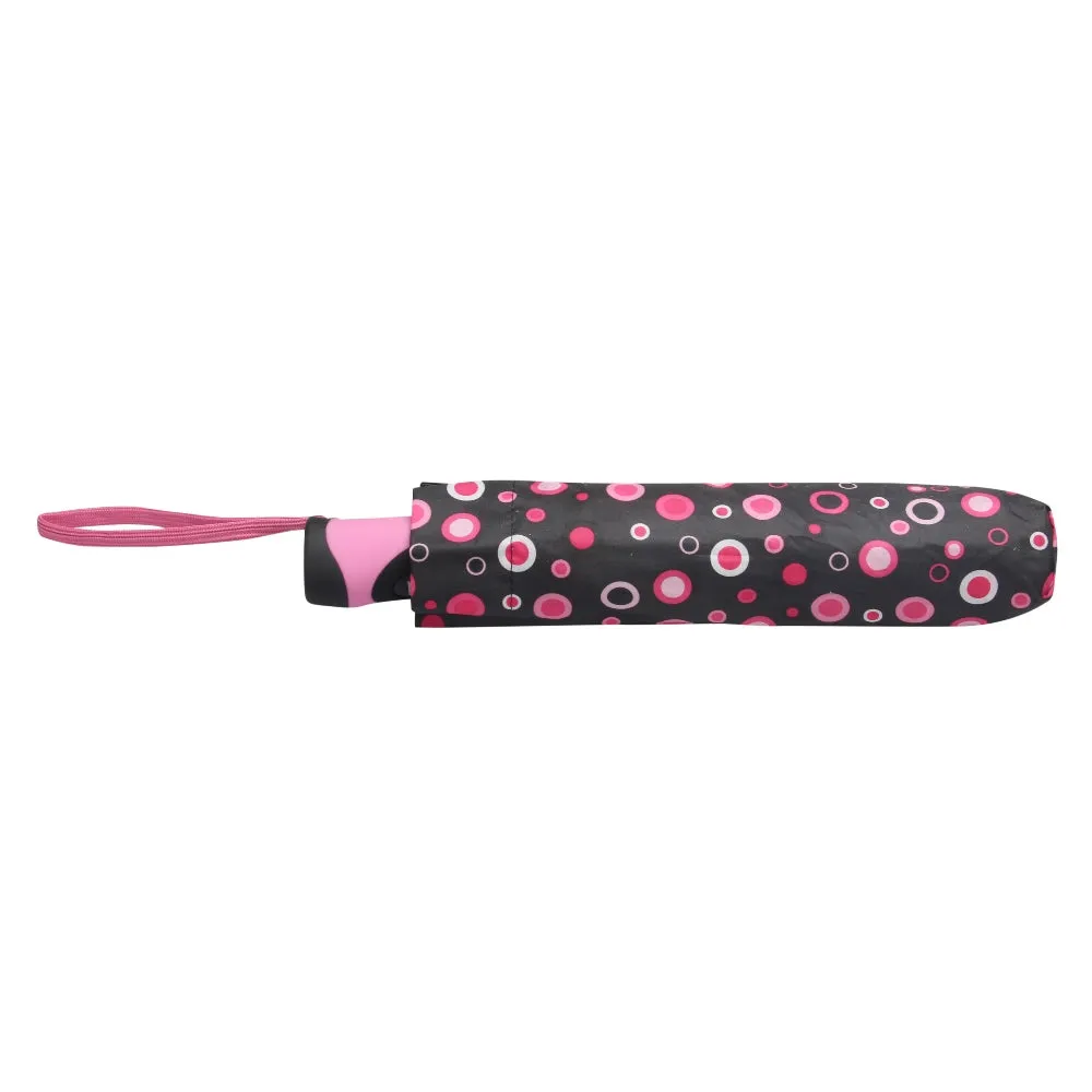 FabSeasons Black Geometric Printed 3 Fold Fancy Automatic Umbrella