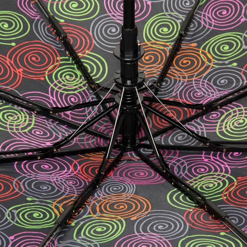 FabSeasons Black Symmteric Print 3 fold Umbrella