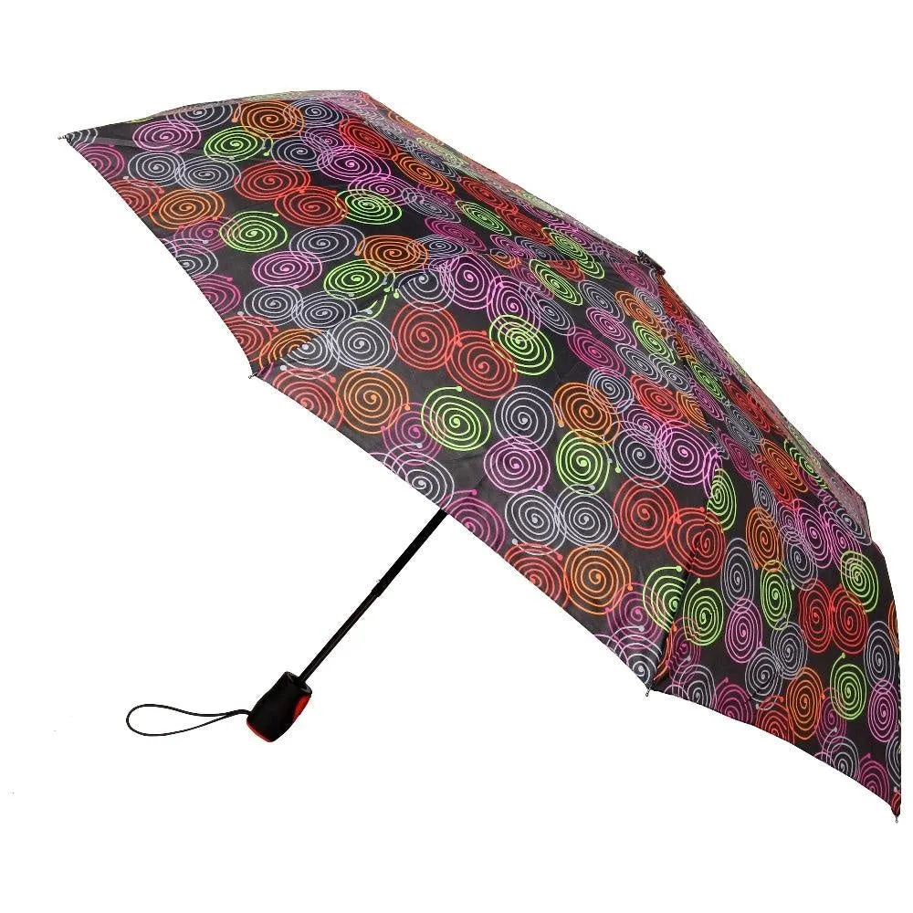 FabSeasons Black Symmteric Print 3 fold Umbrella