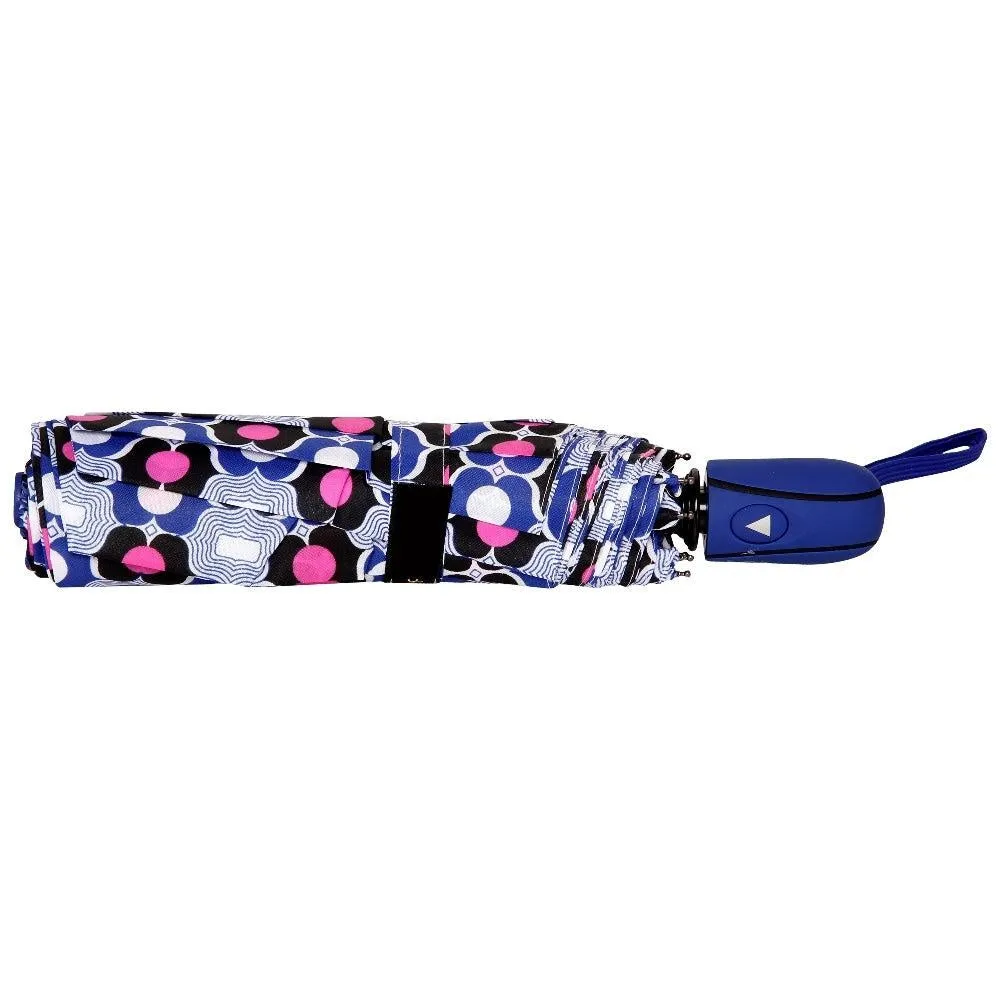 FabSeasons Blue Symmteric Print 3 fold Umbrella