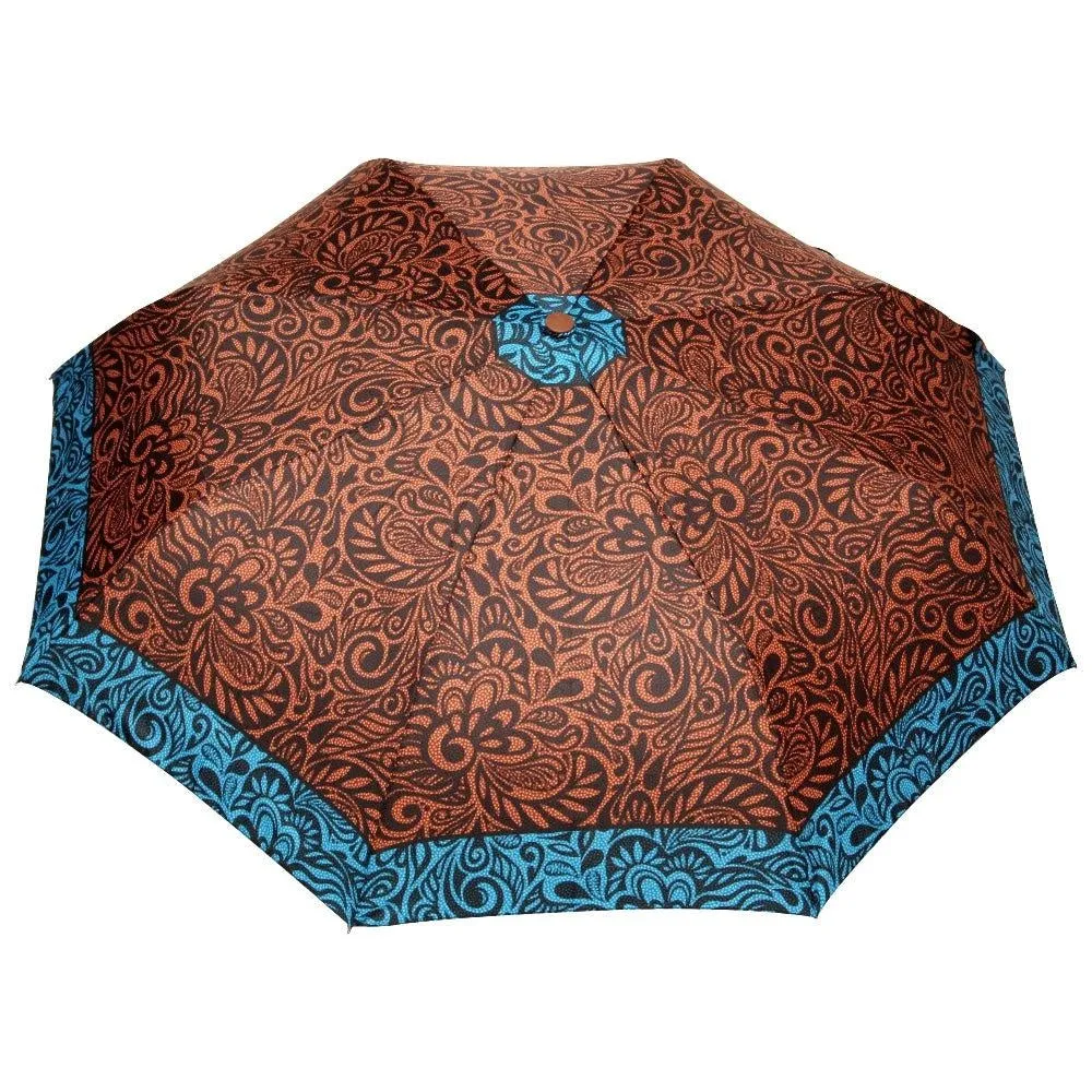 FabSeasons Brown Symmteric Print 3 fold Umbrella
