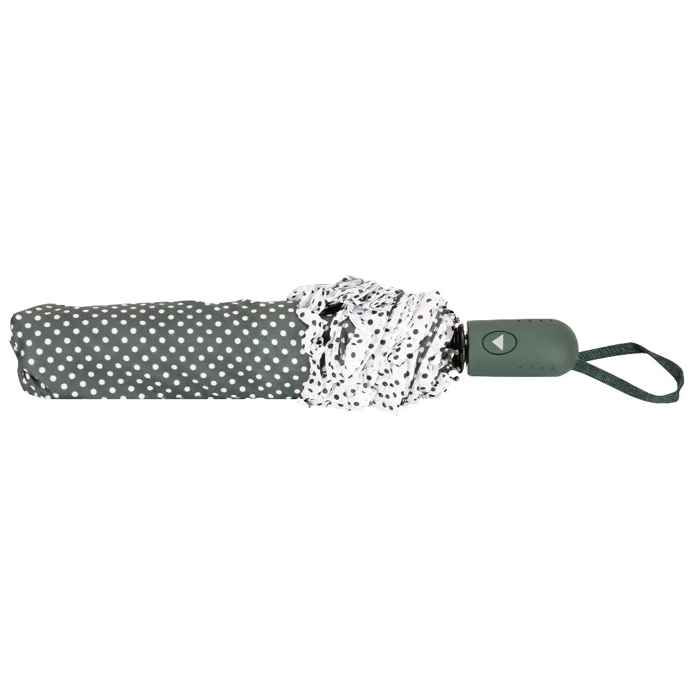 FabSeasons Green Dot Printed with frills 3 fold fancy Automatic Umbrella