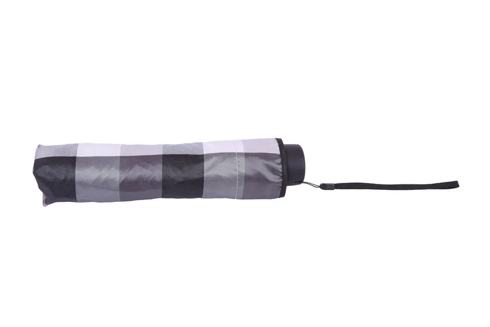 FabSeasons Grey Checks Printed UV protected 3 Fold Manual Umbrella