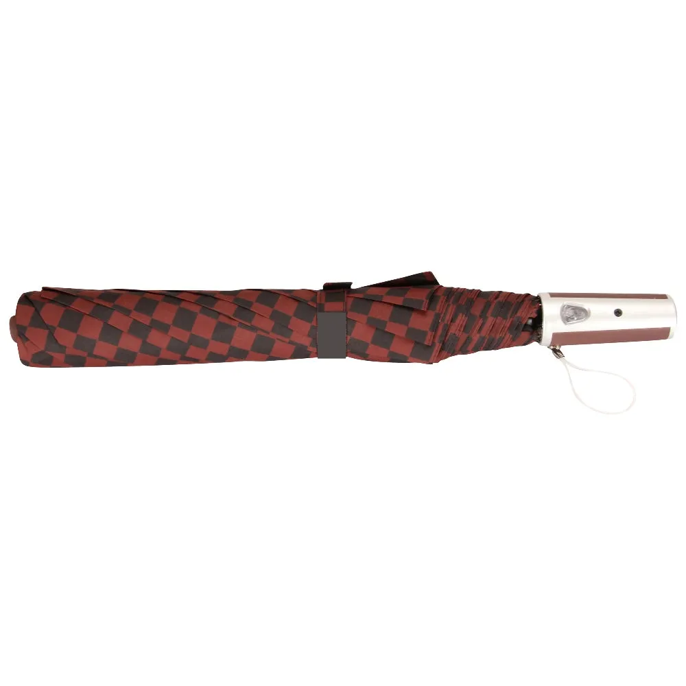 FabSeasons Maroon Checkered Printed 2 fold Fancy Automatic Umbrella