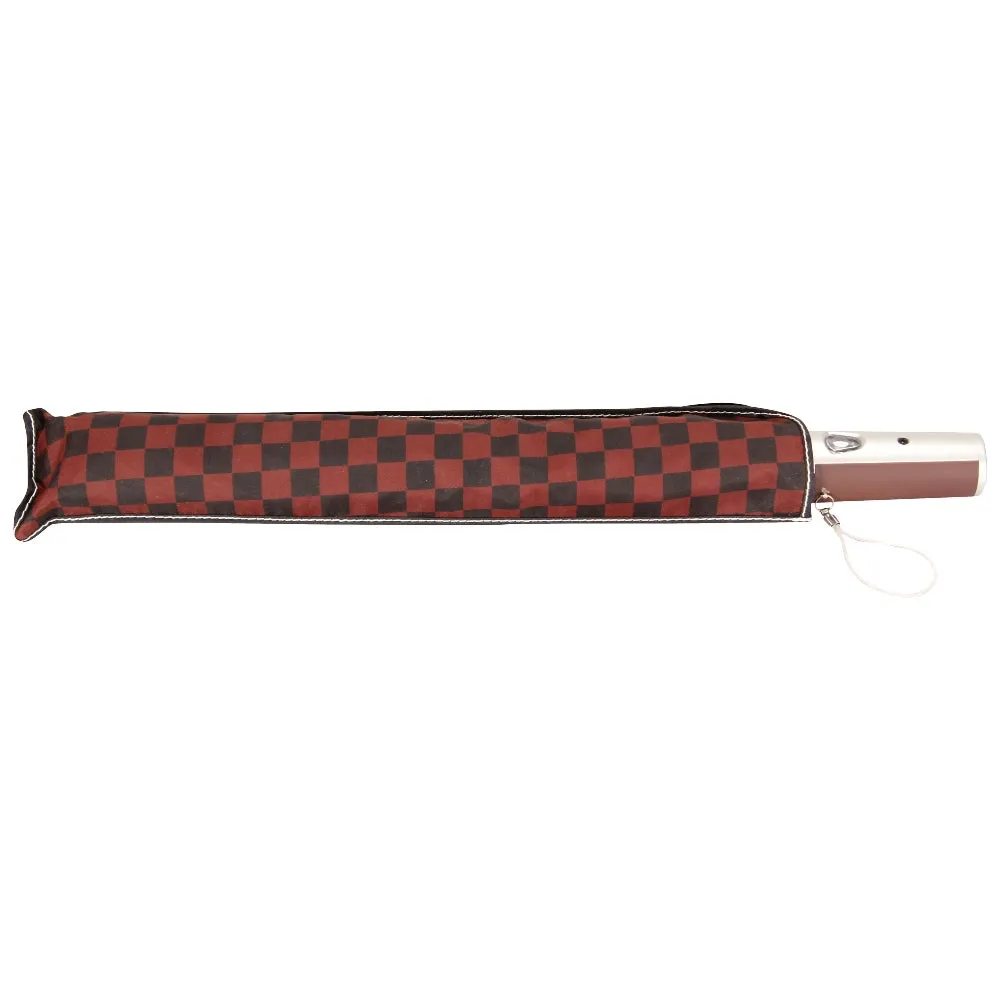 FabSeasons Maroon Checkered Printed 2 fold Fancy Automatic Umbrella