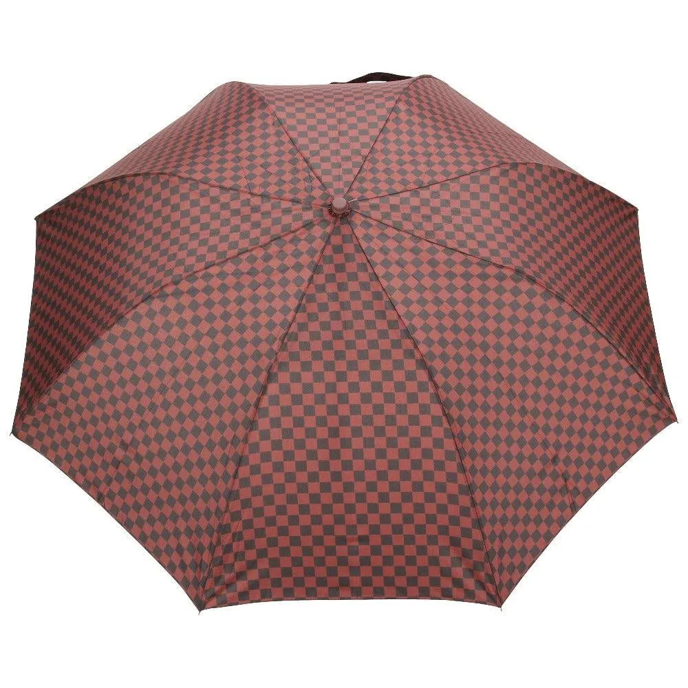 FabSeasons Maroon Checkered Printed 2 fold Fancy Automatic Umbrella