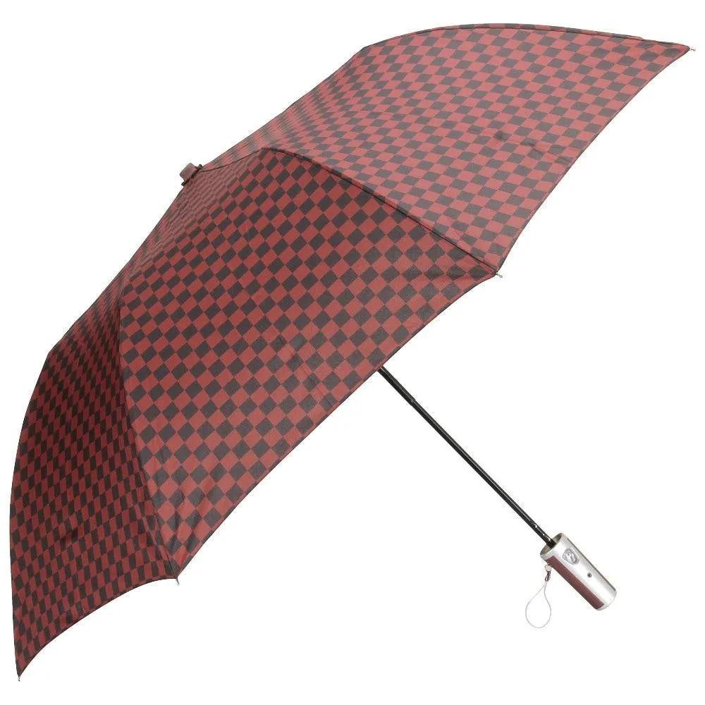 FabSeasons Maroon Checkered Printed 2 fold Fancy Automatic Umbrella