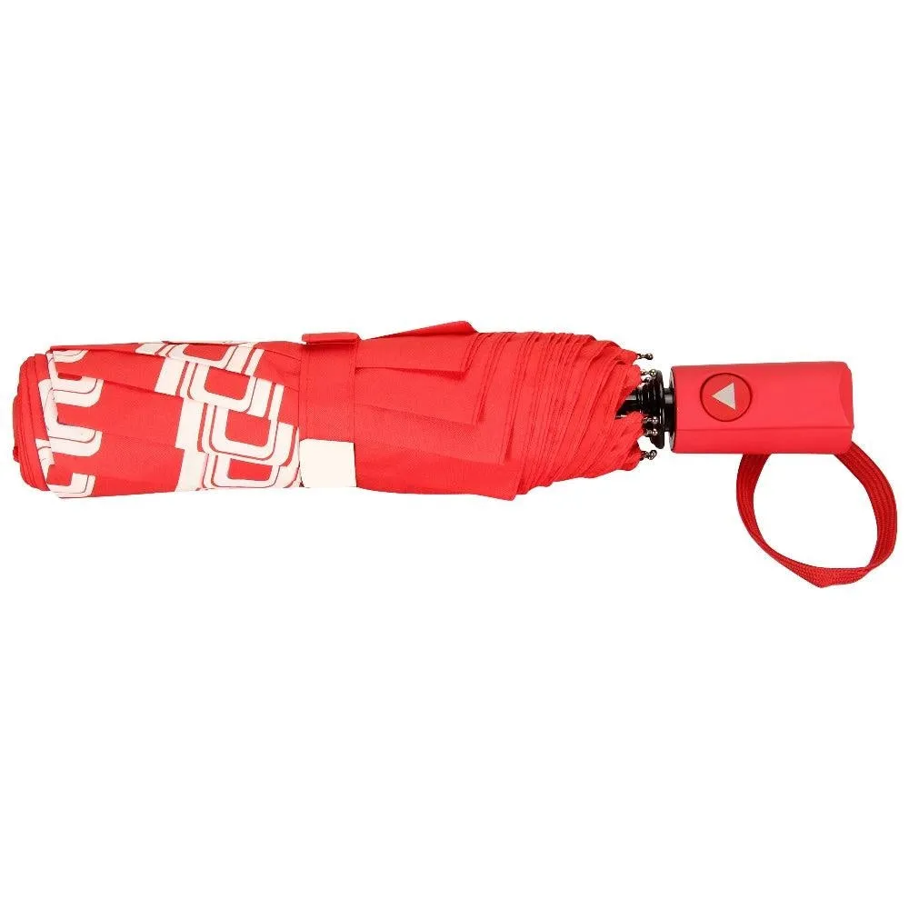 FabSeasons Orange Unisex Graphic Printed 3 fold Fancy Automatic Red Umbrella