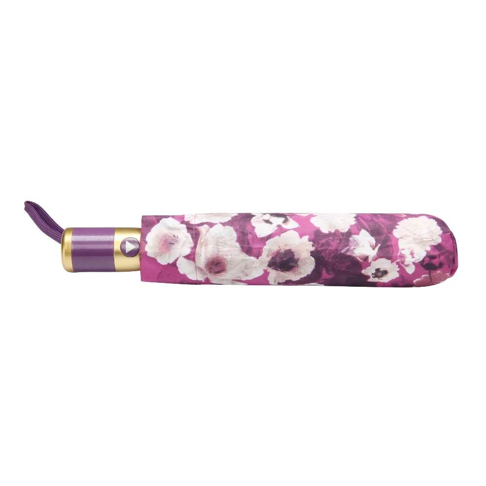FabSeasons Purple Floral Printed 3 Fold Fancy Automatic Umbrella