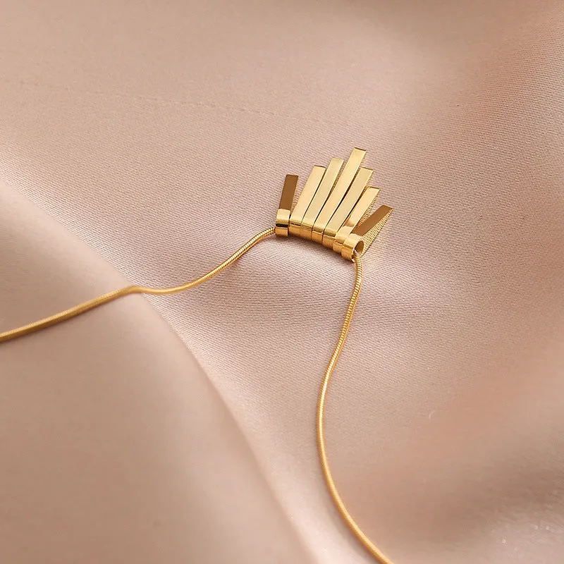 Fan-Shaped Tassel Pendant Necklace Clavicle Necklace