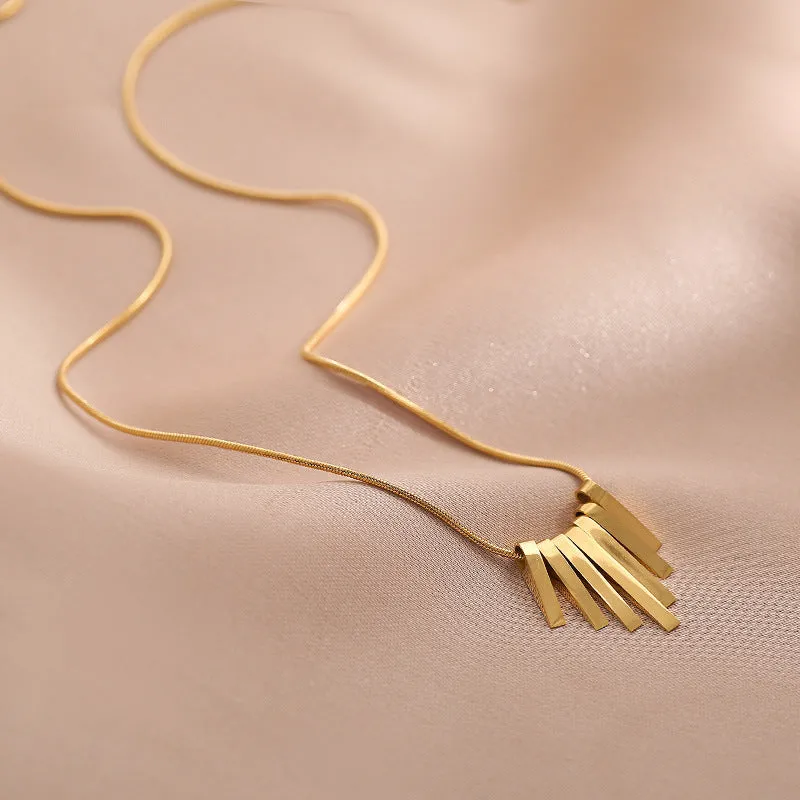 Fan-Shaped Tassel Pendant Necklace Clavicle Necklace
