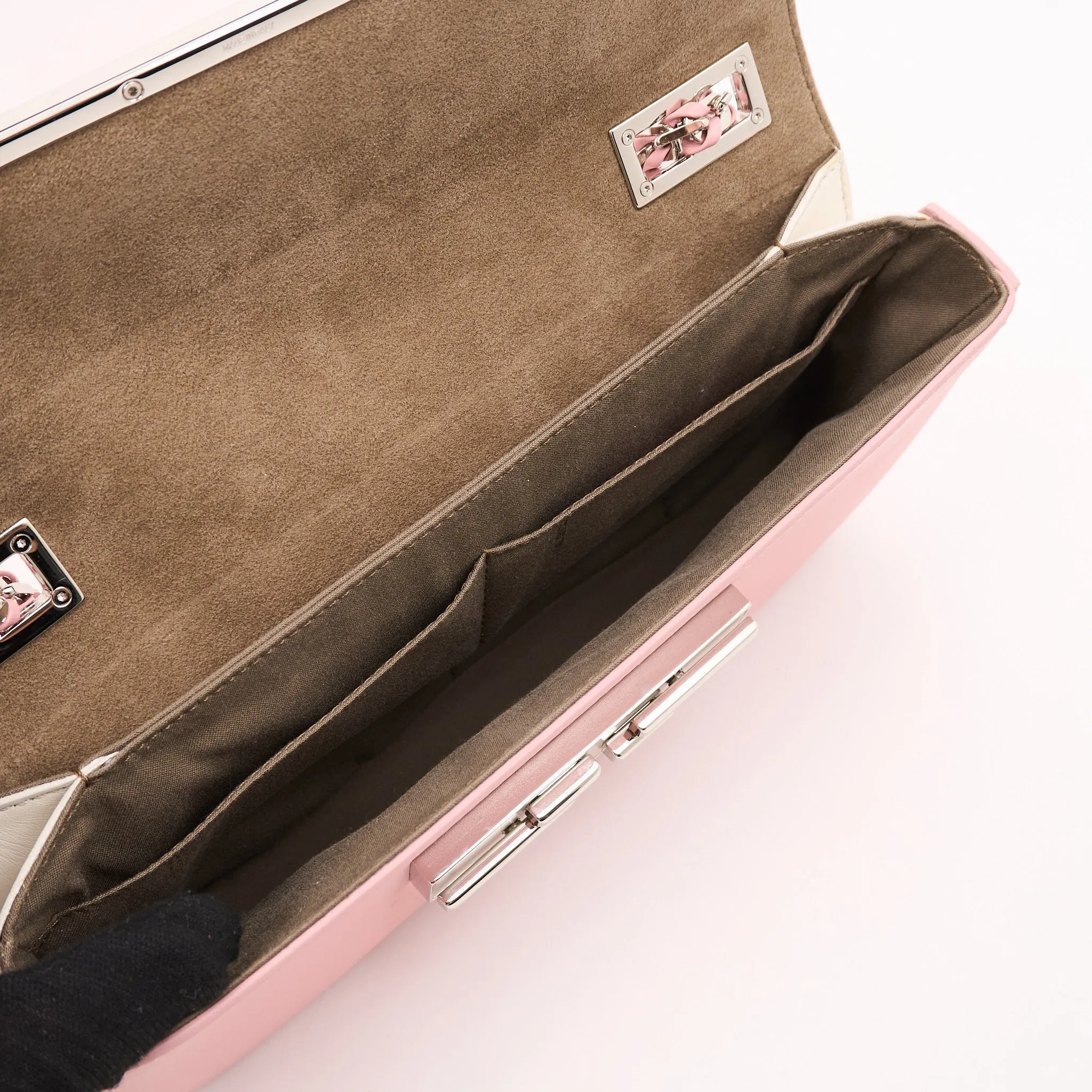 Fendi Pink Leather 3 Baguette Crossbody Bag