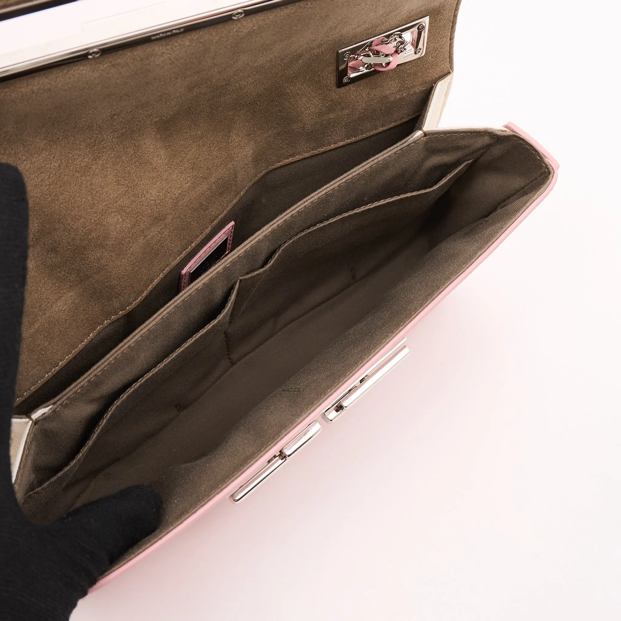 Fendi Pink Leather 3 Baguette Crossbody Bag