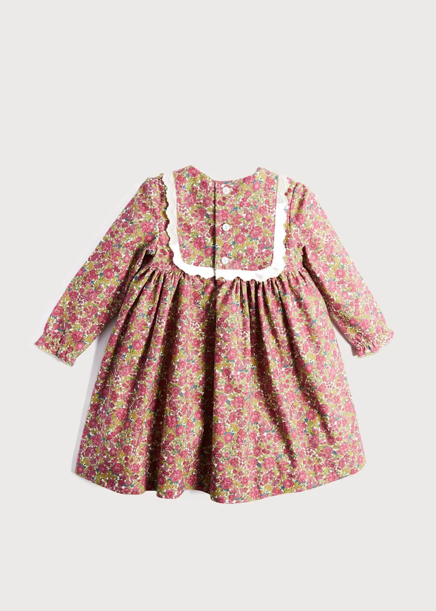 Floral Trapeze Dress with Embroidered Trim Details (12mths-6yrs)