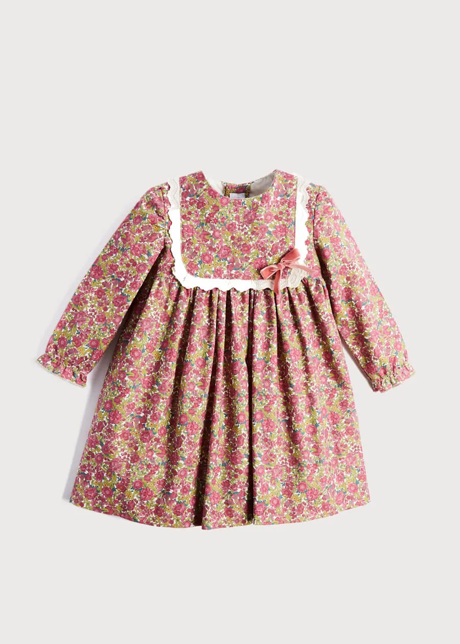 Floral Trapeze Dress with Embroidered Trim Details (12mths-6yrs)
