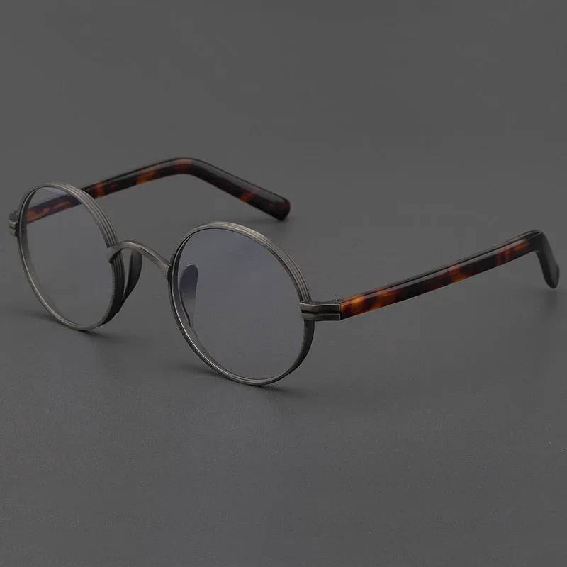 Gatenac Unisex Full Rim Round Titanium Acetate Frame Eyeglasses Gxyj47