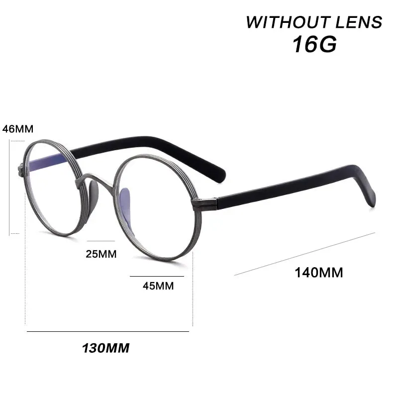 Gatenac Unisex Full Rim Round Titanium Acetate Frame Eyeglasses Gxyj47