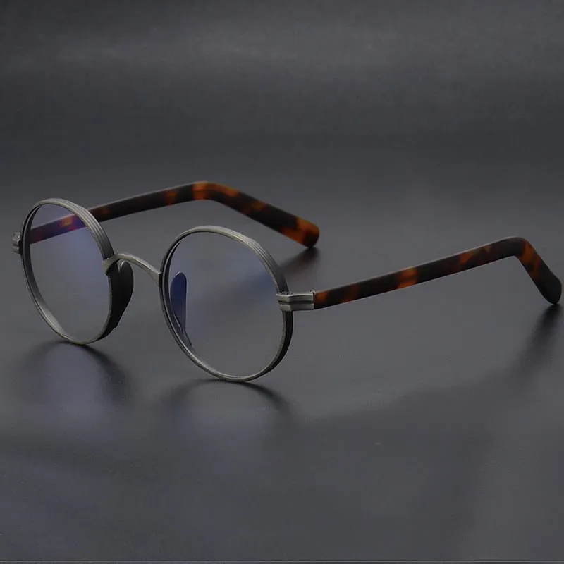 Gatenac Unisex Full Rim Round Titanium Acetate Frame Eyeglasses Gxyj47