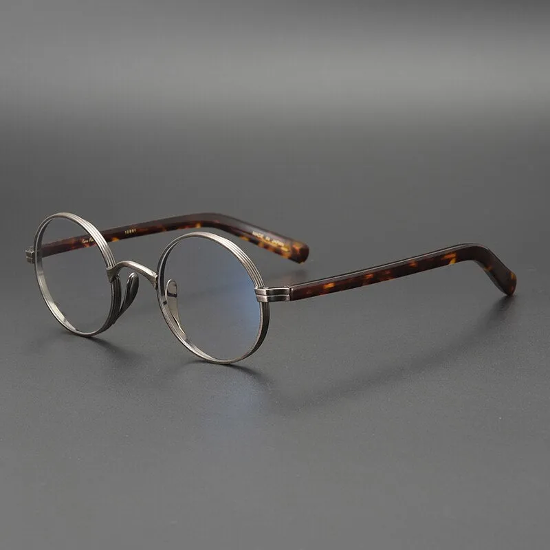Gatenac Unisex Full Rim Round Titanium Acetate Frame Eyeglasses Gxyj47