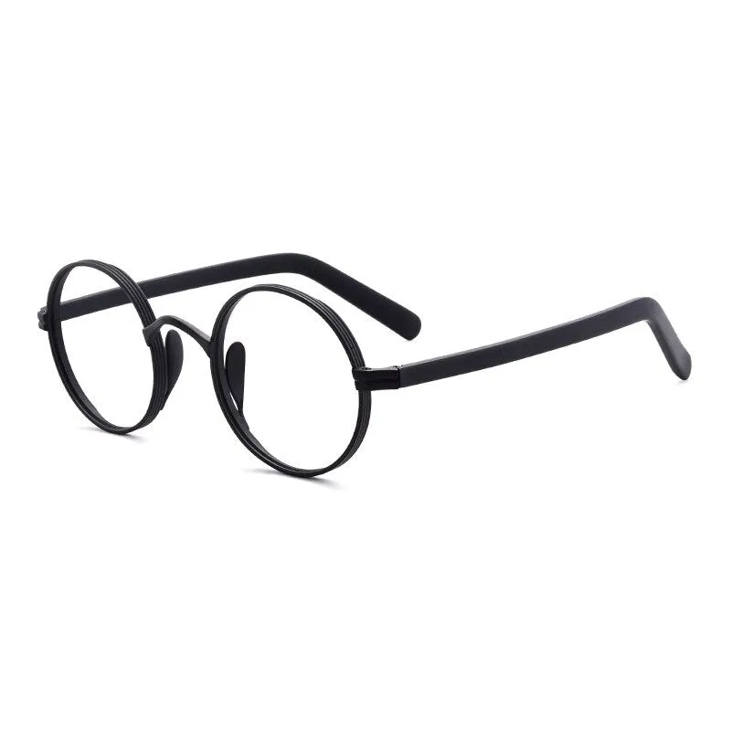 Gatenac Unisex Full Rim Round Titanium Acetate Frame Eyeglasses Gxyj47