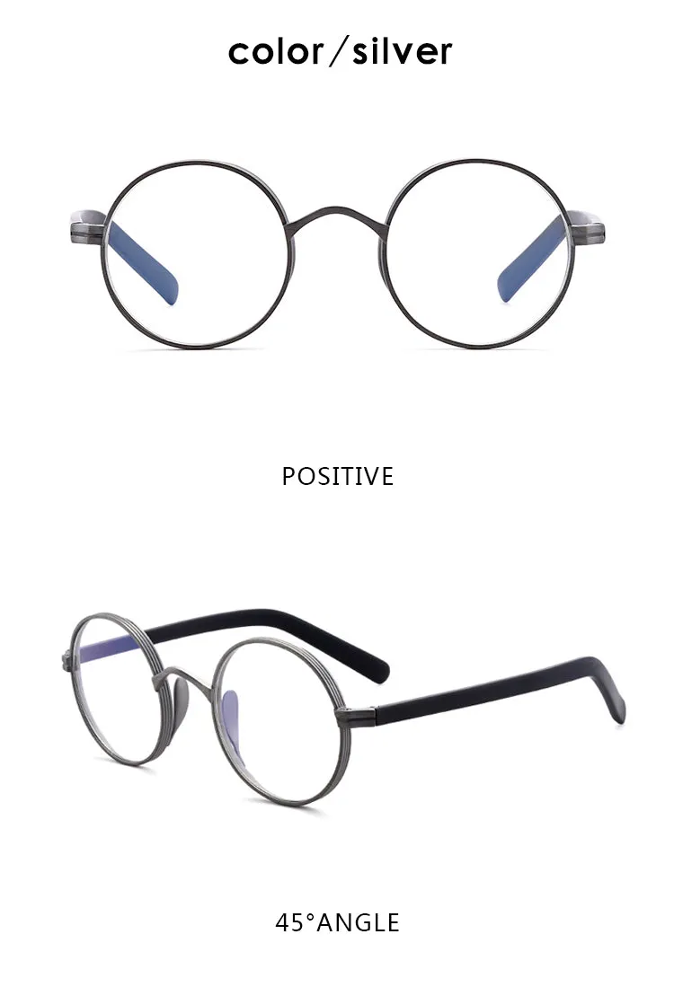 Gatenac Unisex Full Rim Round Titanium Acetate Frame Eyeglasses Gxyj47
