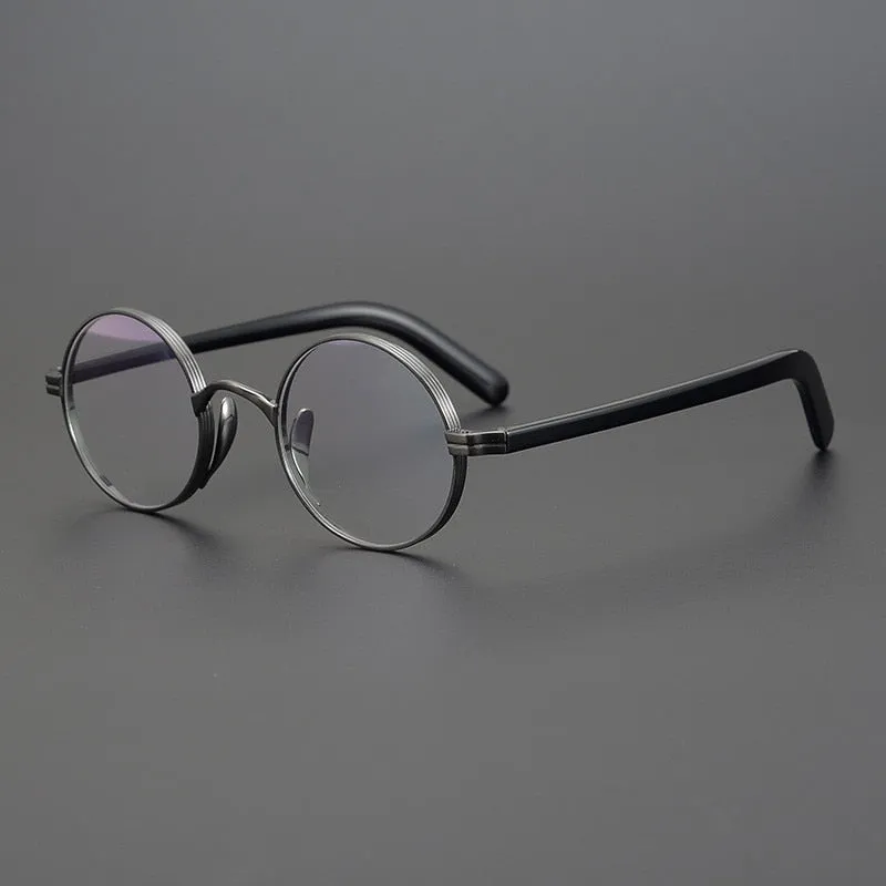 Gatenac Unisex Full Rim Round Titanium Acetate Frame Eyeglasses Gxyj47