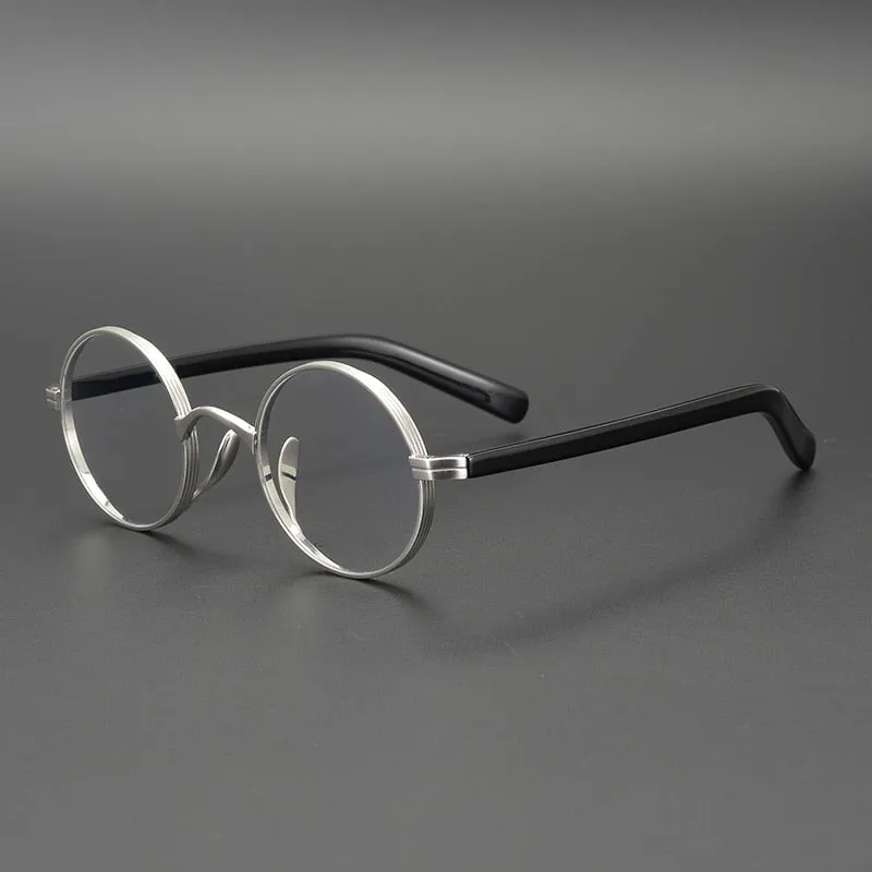 Gatenac Unisex Full Rim Round Titanium Acetate Frame Eyeglasses Gxyj47
