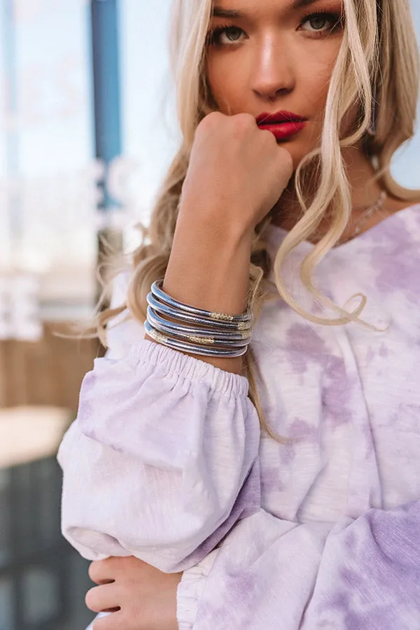 Get To The Point Jelly Bangle Set In Slate