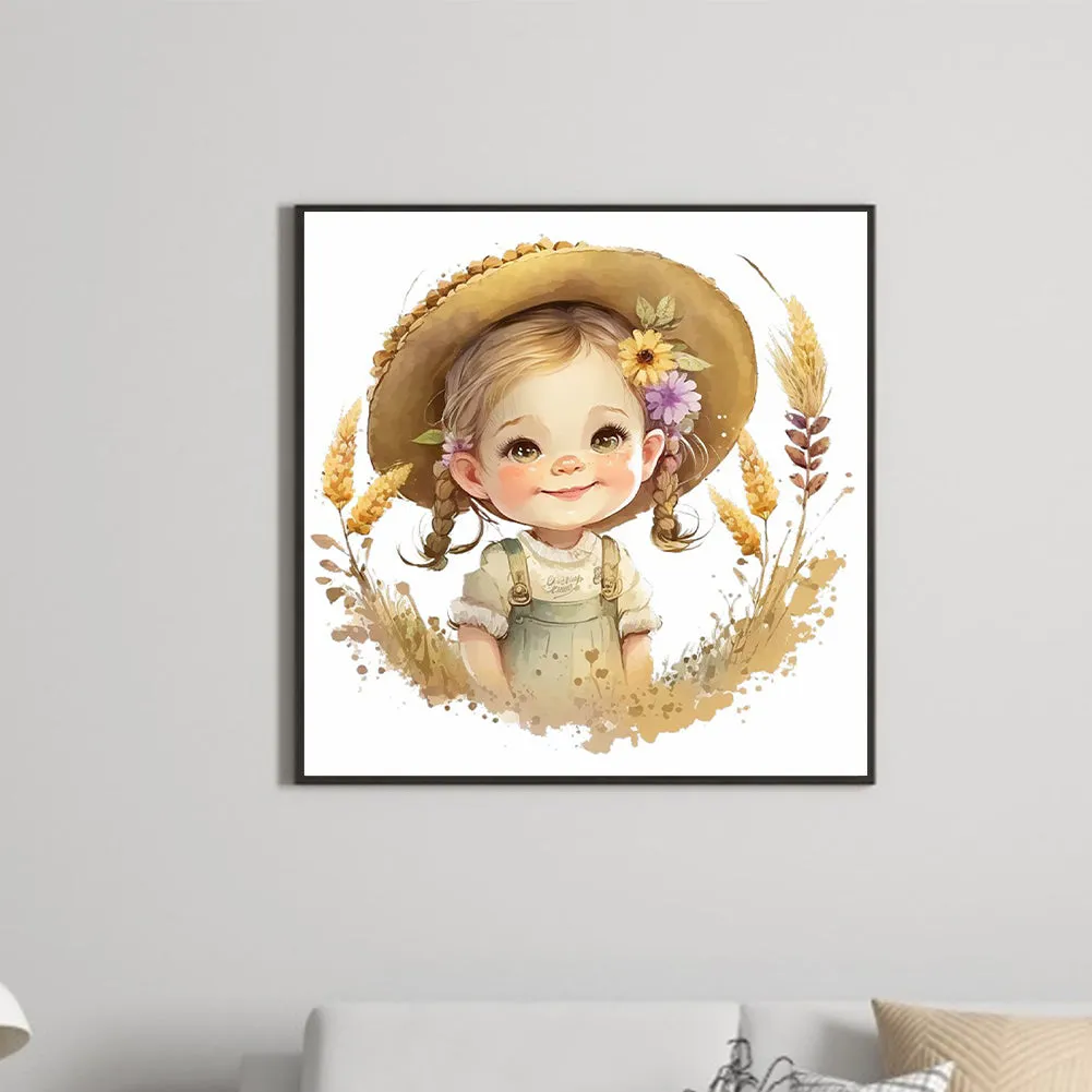 Girl With Straw - Full Round Drill Diamond Painting 30*30CM