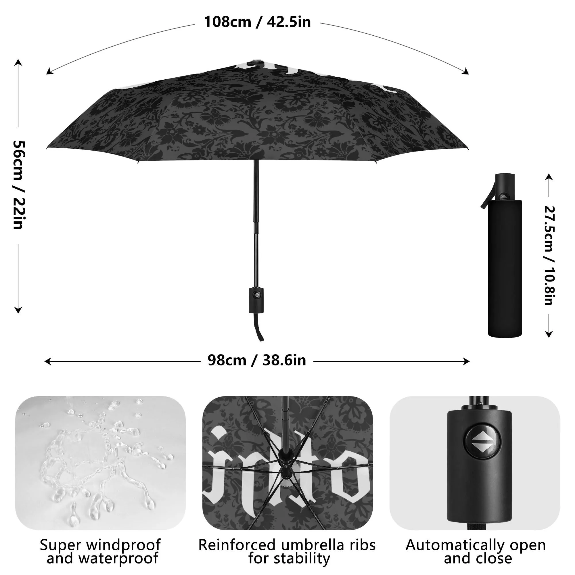 Gothic Auto Open & Close Umbrella