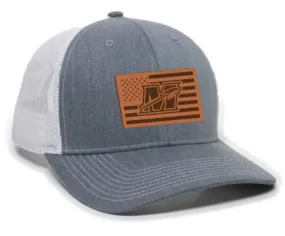 Gray & White Patch Flag Trucker Cap