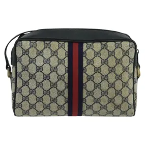GUCCI GG Supreme Sherry Line Shoulder Bag PVC Red Navy gold 100760